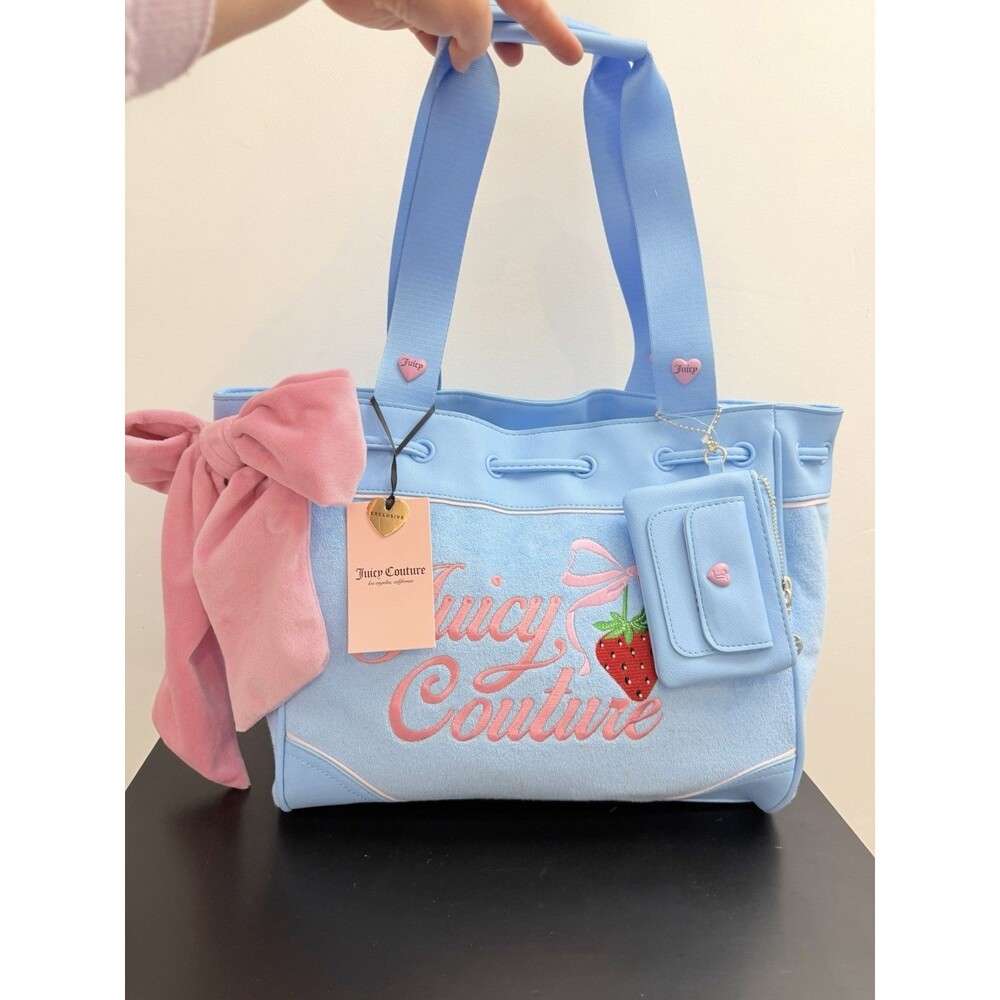 Juicy Couture Retro Strawberry Daydreamer Tote Blue Gleam New